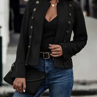 Double-row Metal Buckle Deerskin Velvet Retro Long-sleeved Coat