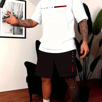 Men's 2025 Summer Letter Print Round Neck Short Sleeve Sports Set – Casual Outdoor Suit