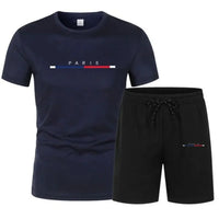 Men's Breathable Quick-Dry Round Neck T-Shirt & Shorts Set – Casual Outdoor Sportswear