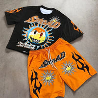Men's 3D Skull Print Hip-Hop 2-Piece Set – Round Neck Top & Shorts | American Street Style