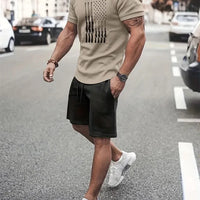 Men's Camouflage Print Summer Sportswear Set – Short Sleeve & Shorts 2-Piece