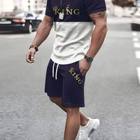Men's Camouflage Print Summer Sportswear Set – Short Sleeve & Shorts 2-Piece