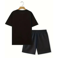 Men's Sailor Anchor Print Short Sleeve Set – T-Shirt & Drawstring Shorts