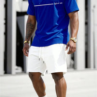 Men's 2025 Summer Letter Print Round Neck Short Sleeve Sports Set – Casual Outdoor Suit