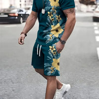 Men's Sailor Anchor Print Short Sleeve Set – T-Shirt & Drawstring Shorts