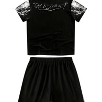 Men's Angel Christ Print Round Neck T-Shirt & Shorts Set – Breathable Casual Summer Outfit