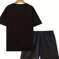 Men's 2025 Summer Letter Print Round Neck Short Sleeve Sports Set – Casual Outdoor Suit