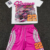 Men's 3D Skull Print Hip-Hop 2-Piece Set – Round Neck Top & Shorts | American Street Style