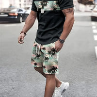 Men's Sailor Anchor Print Short Sleeve Set – T-Shirt & Drawstring Shorts