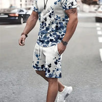 Men's Sailor Anchor Print Short Sleeve Set – T-Shirt & Drawstring Shorts
