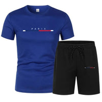 Men's Breathable Quick-Dry Round Neck T-Shirt & Shorts Set – Casual Outdoor Sportswear
