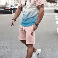 Men's Sailor Anchor Print Short Sleeve Set – T-Shirt & Drawstring Shorts