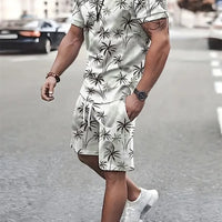 Men's Sailor Anchor Print Short Sleeve Set – T-Shirt & Drawstring Shorts