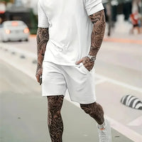 Men's Camouflage Print Summer Sportswear Set – Short Sleeve & Shorts 2-Piece