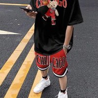 Men's Cartoon Bear 3D Print Short Sleeve Set – Streetwear T-Shirt & Drawstring Shorts
