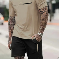 Men's 2025 Summer Letter Print Round Neck Short Sleeve Sports Set – Casual Outdoor Suit