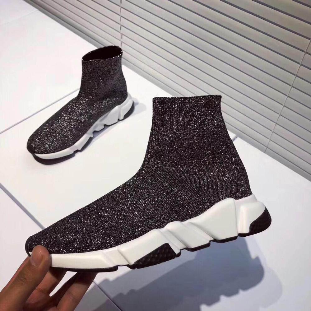 Europe Station Paris High Top Stretch Socks Shoes