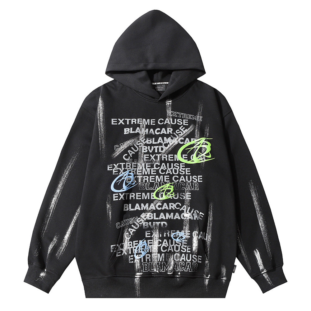 Fashion Letter Graffiti Printed Hoodie Men