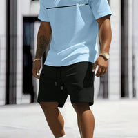 Men's 2025 Summer Letter Print Round Neck Short Sleeve Sports Set – Casual Outdoor Suit