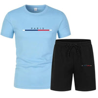 Men's Breathable Quick-Dry Round Neck T-Shirt & Shorts Set – Casual Outdoor Sportswear