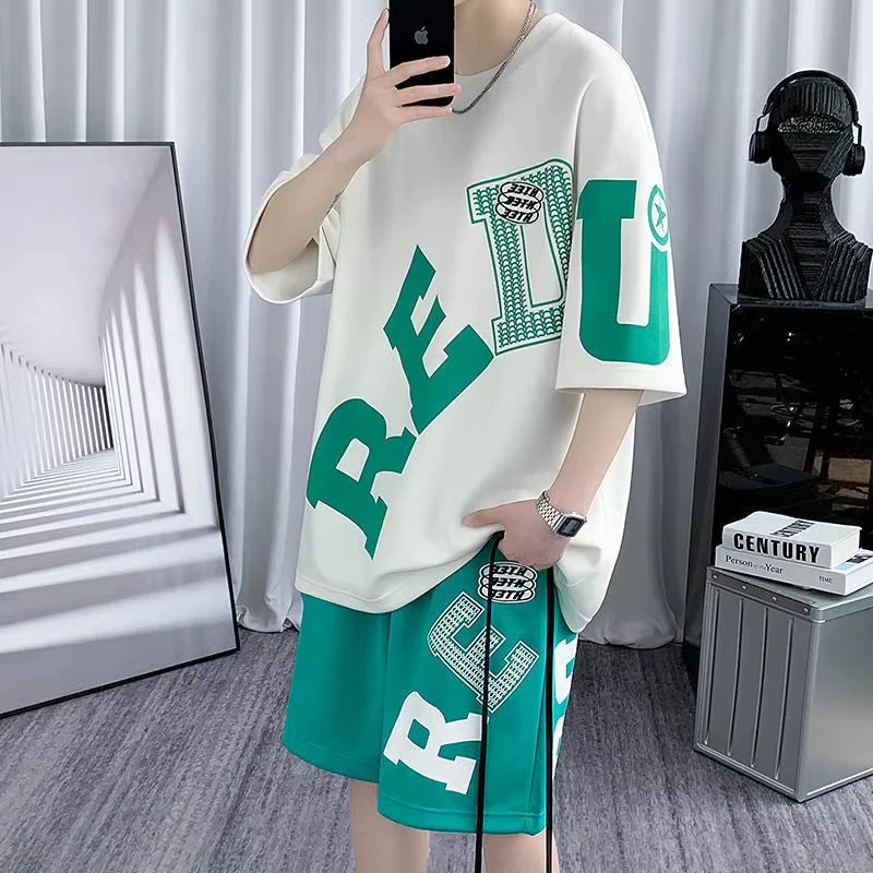 Men's 2025 Summer Letter 3D Digital Print Set – Lightweight Breathable Soft Casual 2-Piece