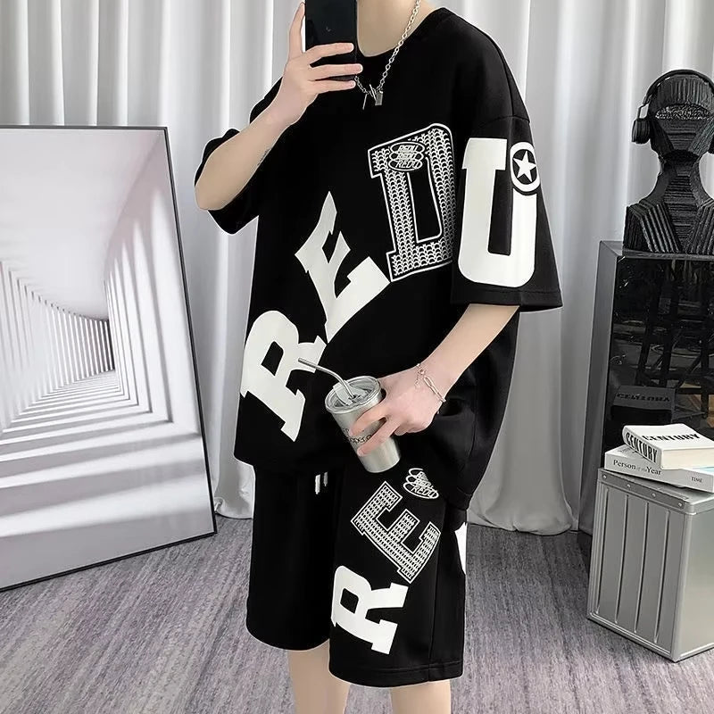 Men's 2025 Summer Letter 3D Digital Print Set – Lightweight Breathable Soft Casual 2-Piece