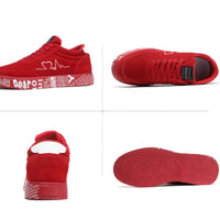 Men's Canvas Sneakers – Breathable Lace-Up Vulcanized Shoes | Red & Black