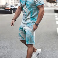 Men's Sailor Anchor Print Short Sleeve Set – T-Shirt & Drawstring Shorts