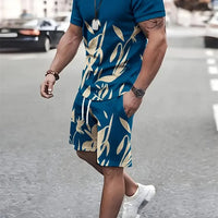 Men's Sailor Anchor Print Short Sleeve Set – T-Shirt & Drawstring Shorts
