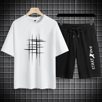 Men's 2025 Summer Printed Sports Basketball Set – Polyester Short Sleeve T-Shirt & Shorts