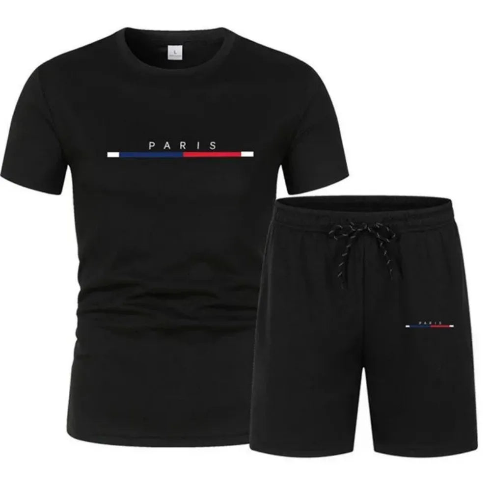 Men's Breathable Quick-Dry Round Neck T-Shirt & Shorts Set – Casual Outdoor Sportswear