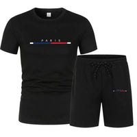 Men's Breathable Quick-Dry Round Neck T-Shirt & Shorts Set – Casual Outdoor Sportswear