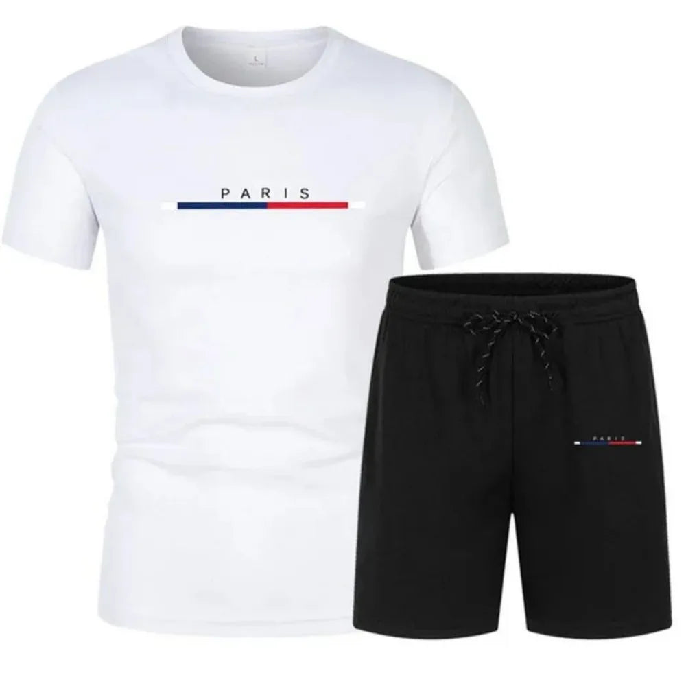 Men's Breathable Quick-Dry Round Neck T-Shirt & Shorts Set – Casual Outdoor Sportswear