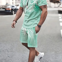 Men's Sailor Anchor Print Short Sleeve Set – T-Shirt & Drawstring Shorts