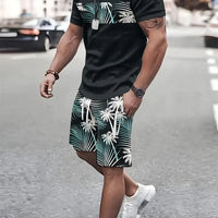 Men's Sailor Anchor Print Short Sleeve Set – T-Shirt & Drawstring Shorts