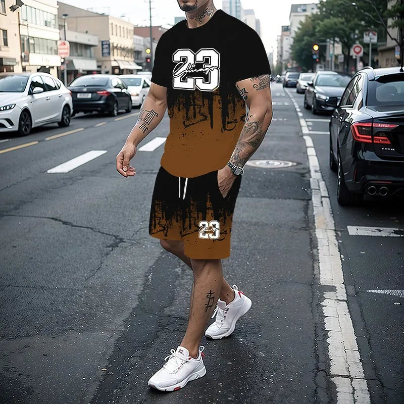 Men's Creative 3D Print T-Shirt & Shorts Set – Casual Summer 2-Piece Fashion Outfit