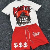 Men's 3D Skull Print Hip-Hop 2-Piece Set – Round Neck Top & Shorts | American Street Style