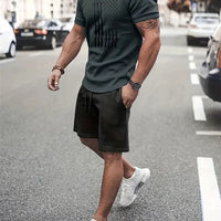 Men's Camouflage Print Summer Sportswear Set – Short Sleeve & Shorts 2-Piece