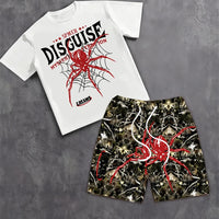 Men's 3D Skull Print Hip-Hop 2-Piece Set – Round Neck Top & Shorts | American Street Style