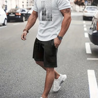 Men's Camouflage Print Summer Sportswear Set – Short Sleeve & Shorts 2-Piece