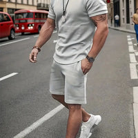 Men's Camouflage Print Summer Sportswear Set – Short Sleeve & Shorts 2-Piece