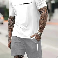Men's 2025 Summer Letter Print Round Neck Short Sleeve Sports Set – Casual Outdoor Suit