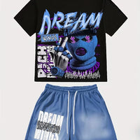 Men's 3D Skull Print Hip-Hop 2-Piece Set – Round Neck Top & Shorts | American Street Style
