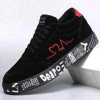 Men's Canvas Sneakers – Breathable Lace-Up Vulcanized Shoes | Red & Black