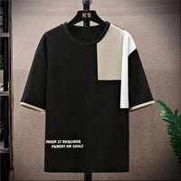 Men's Summer Casual Splicing Round Neck Sports Set – Plus Size Half Sleeve