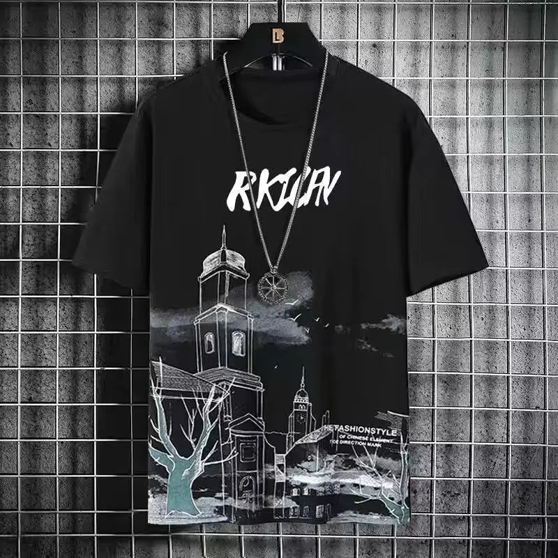 Men's 2025 Summer Printed Sports Basketball Set – Polyester Short Sleeve T-Shirt & Shorts