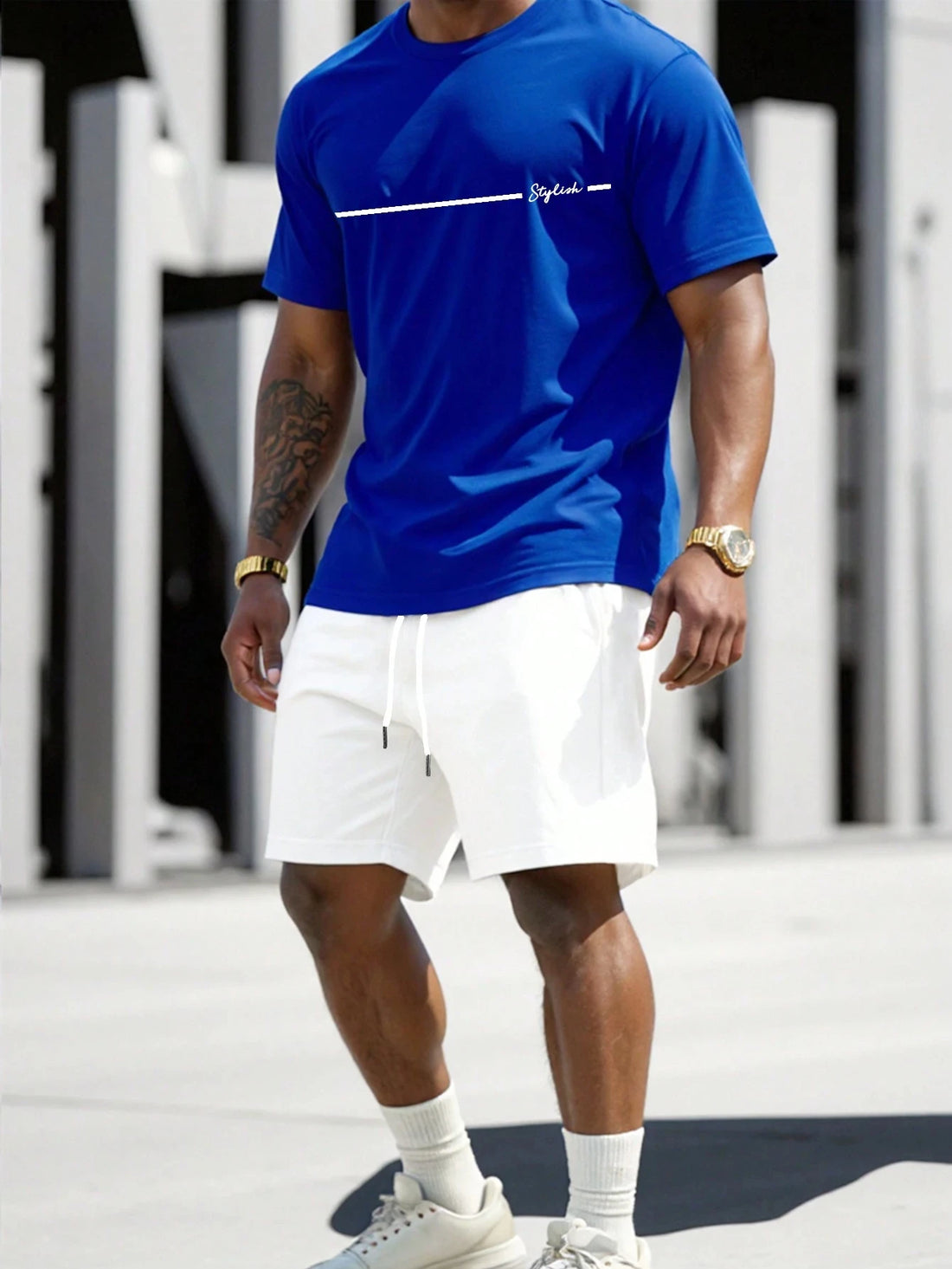 Men's 2025 Summer Letter Print Round Neck Short Sleeve Sports Set – Casual Outdoor Suit
