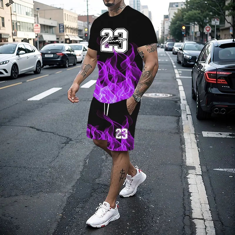 Men's Creative 3D Print T-Shirt & Shorts Set – Casual Summer 2-Piece Fashion Outfit