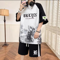 Men's 2025 Summer Letter 3D Digital Print Set – Lightweight Breathable Soft Casual 2-Piece