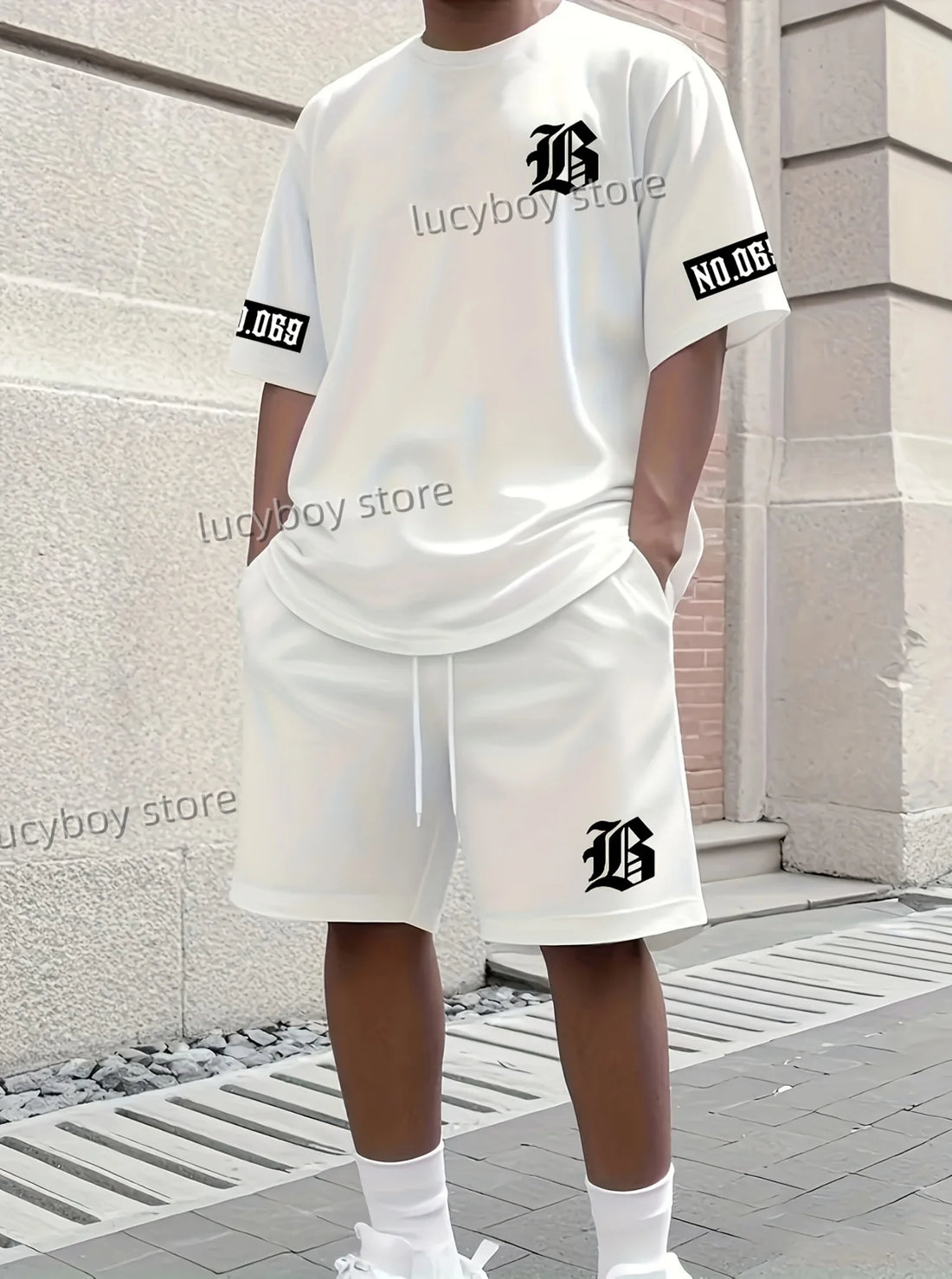 Milano Italia Men's Luxury Tracksuit – Printed Sport T-Shirt & Shorts 2-Piece Set